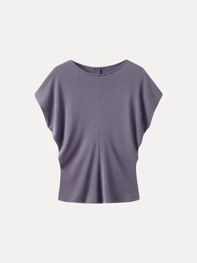 NWT OGL Tencel-Linen Blend Round Neck Relaxed Summer Top in purple
